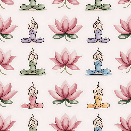 Yoga Poses Pattern 13 Quilting Cotton Fabric
