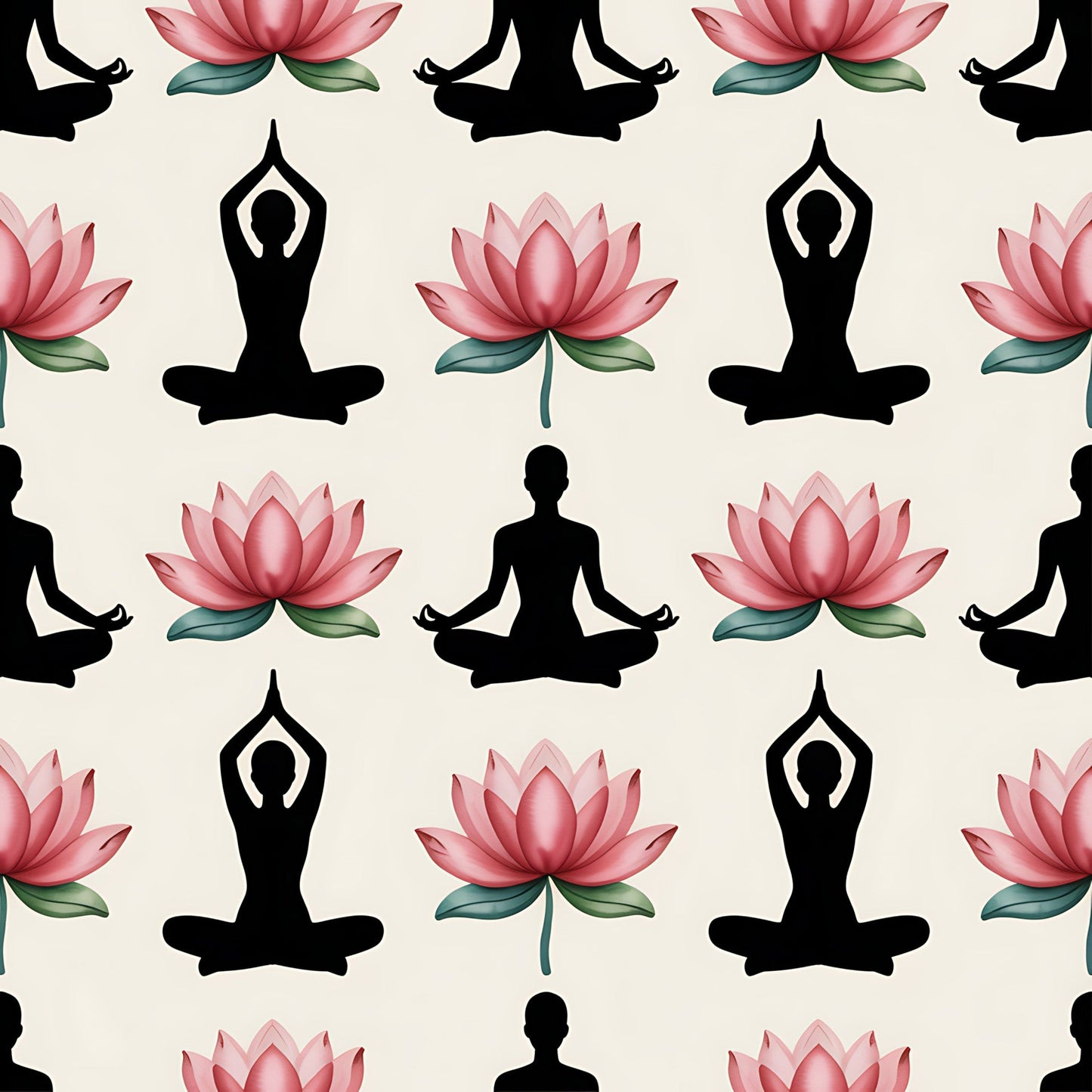 Yoga Poses Pattern 14 Quilting Cotton Fabric
