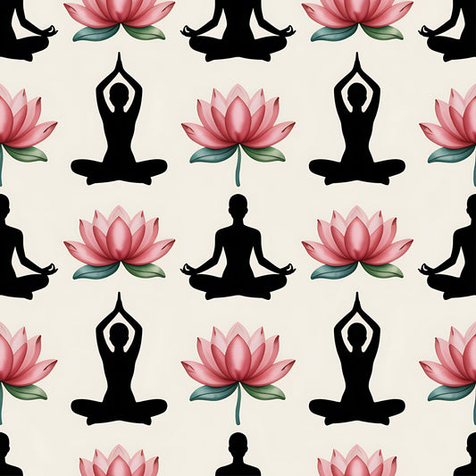 Yoga Poses Pattern 14 Quilting Cotton Fabric