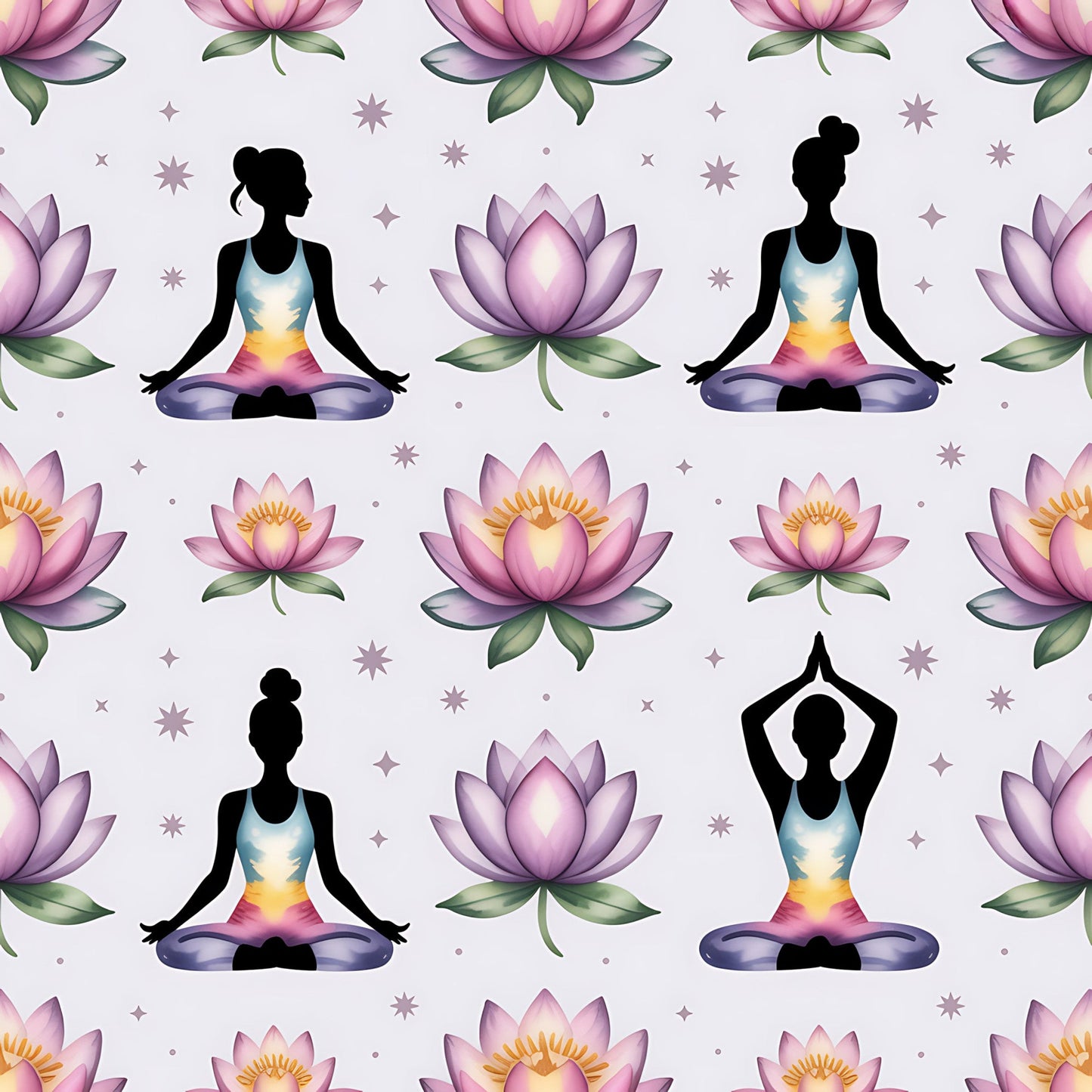 Yoga Poses Pattern 15 Quilting Cotton Fabric