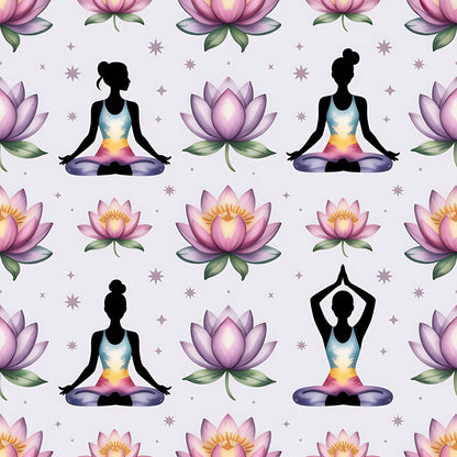 Yoga Poses Pattern 15 Quilting Cotton Fabric
