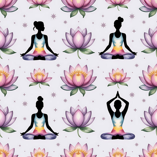 Yoga Poses Pattern 15 Quilting Cotton Fabric