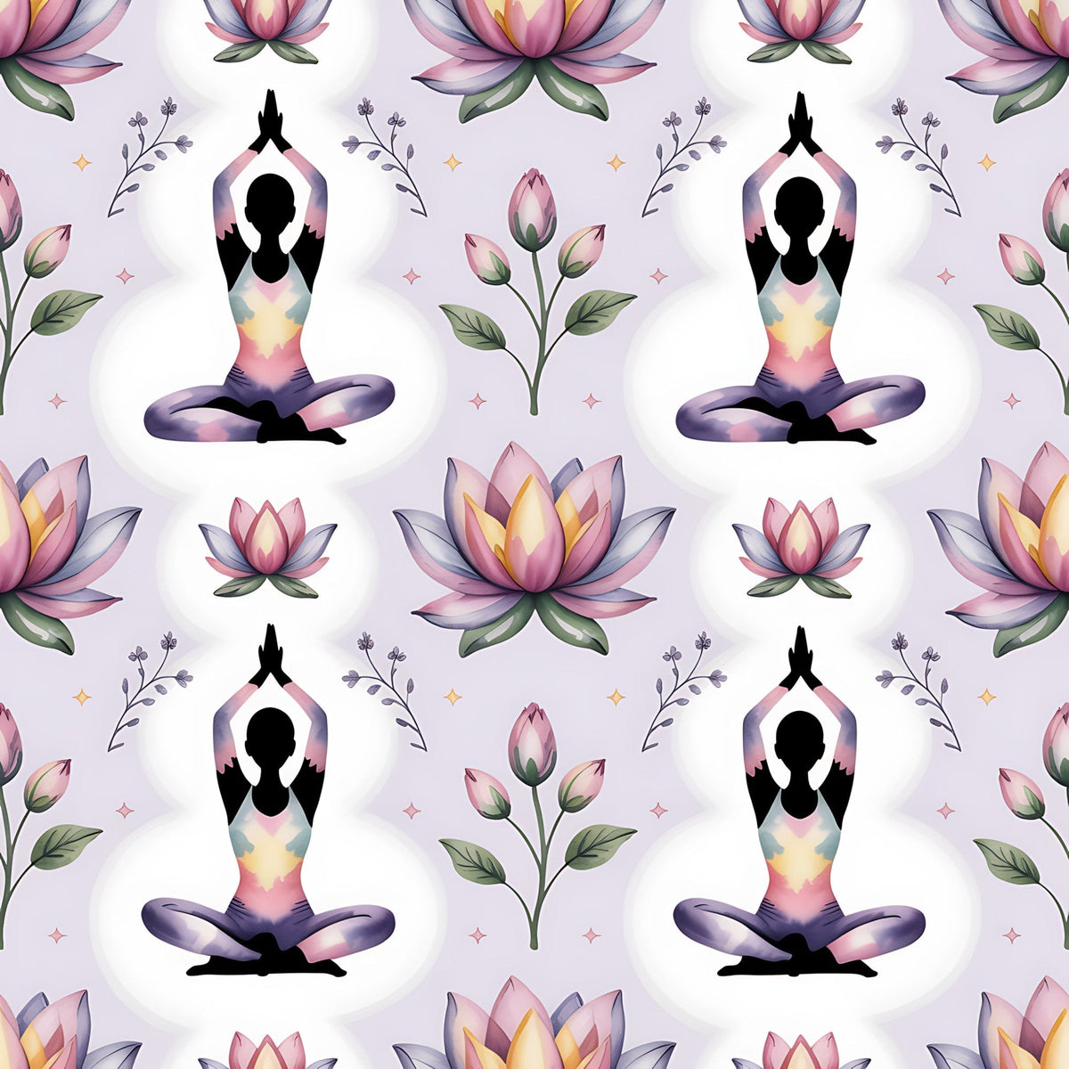 Lotus Meditation Pattern 1 Minky Fabric