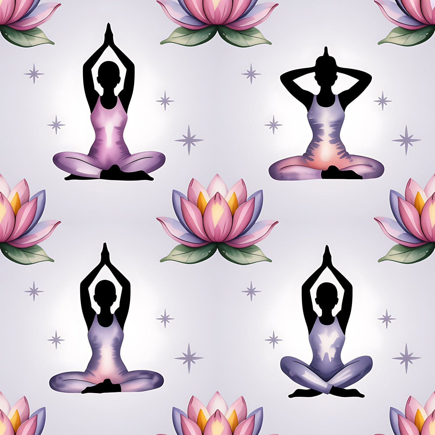Yoga Poses Pattern 2 Quilting Cotton Fabric