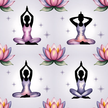 Yoga Poses Pattern 2 Quilting Cotton Fabric