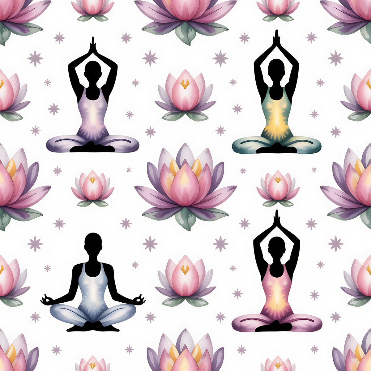 Lotus Meditation Pattern 3 Minky Fabric
