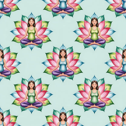 Yoga Poses Pattern 4 Quilting Cotton Fabric