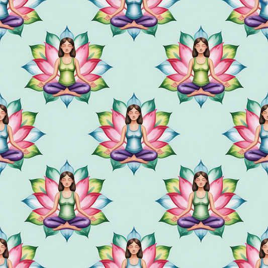 Yoga Poses Pattern 4 Quilting Cotton Fabric