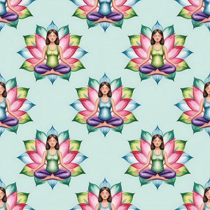 Lotus Meditation Pattern 4 Minky Fabric
