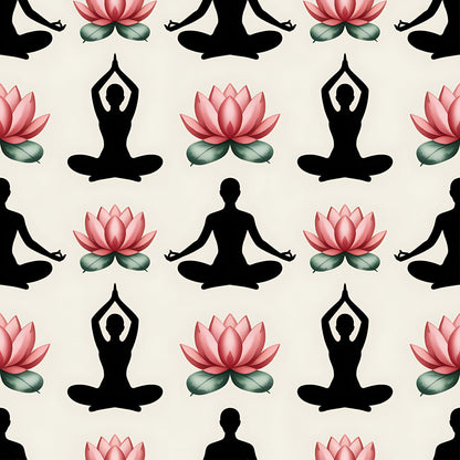 Yoga Poses Pattern 5 Quilting Cotton Fabric