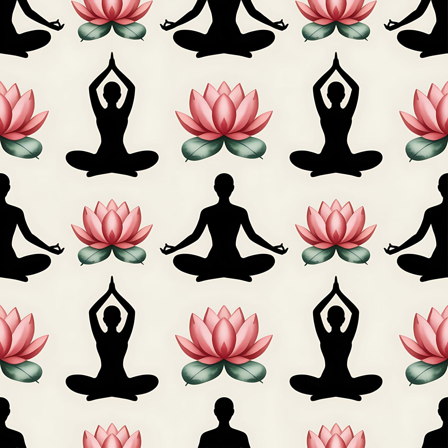 Yoga Poses Pattern 5 Quilting Cotton Fabric