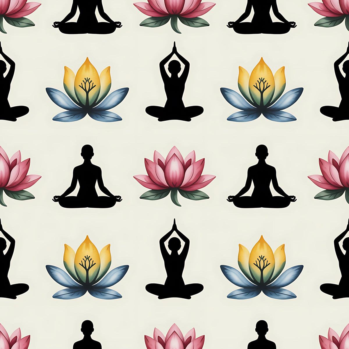 Lotus Meditation Pattern 6 Minky Fabric