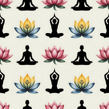 Yoga Poses Pattern 6 Quilting Cotton Fabric