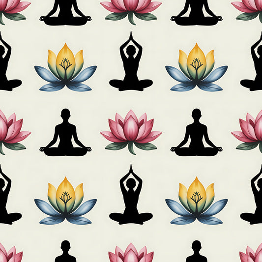 Yoga Poses Pattern 6 Quilting Cotton Fabric