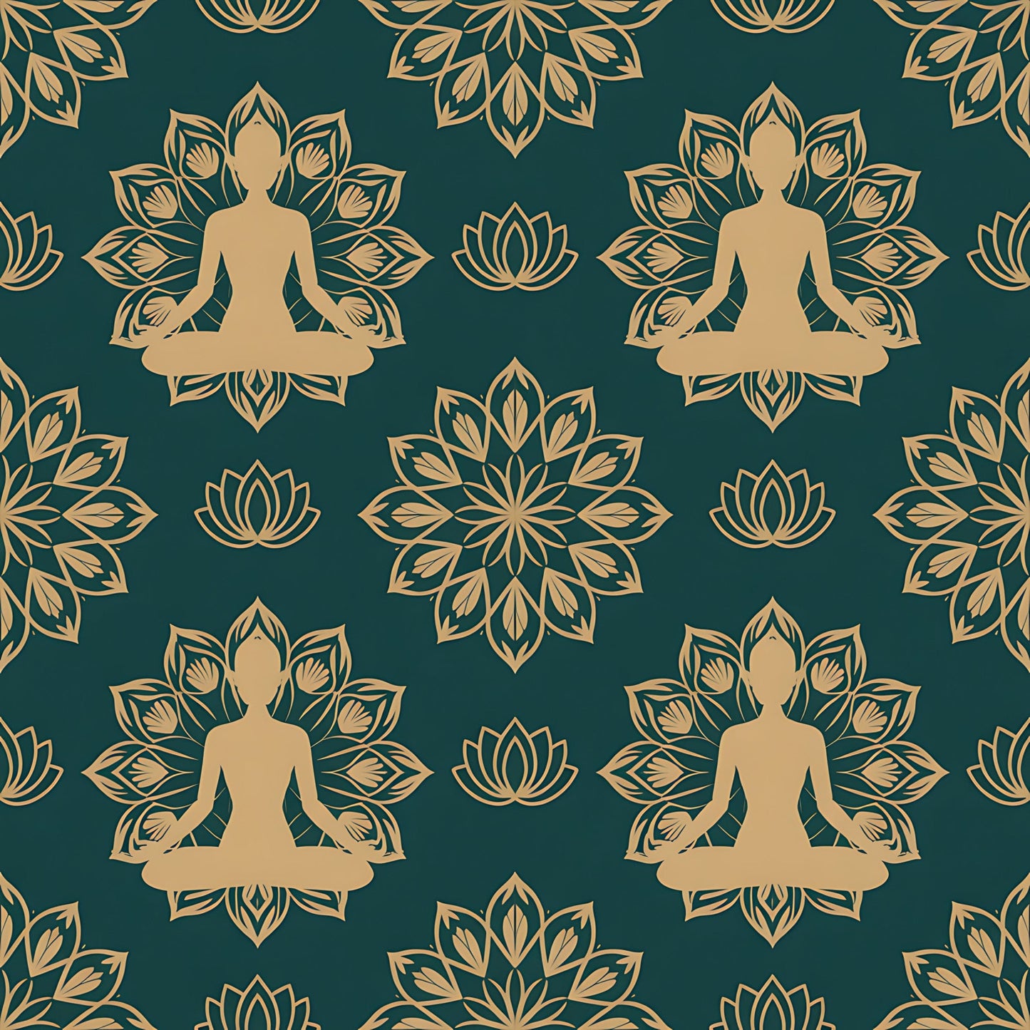 Yoga Poses Pattern 7 Quilting Cotton Fabric
