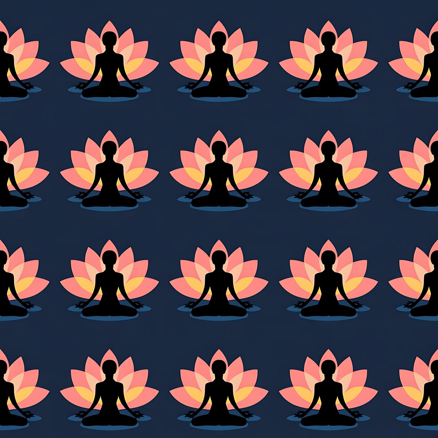 Yoga Poses Pattern 9 Quilting Cotton Fabric
