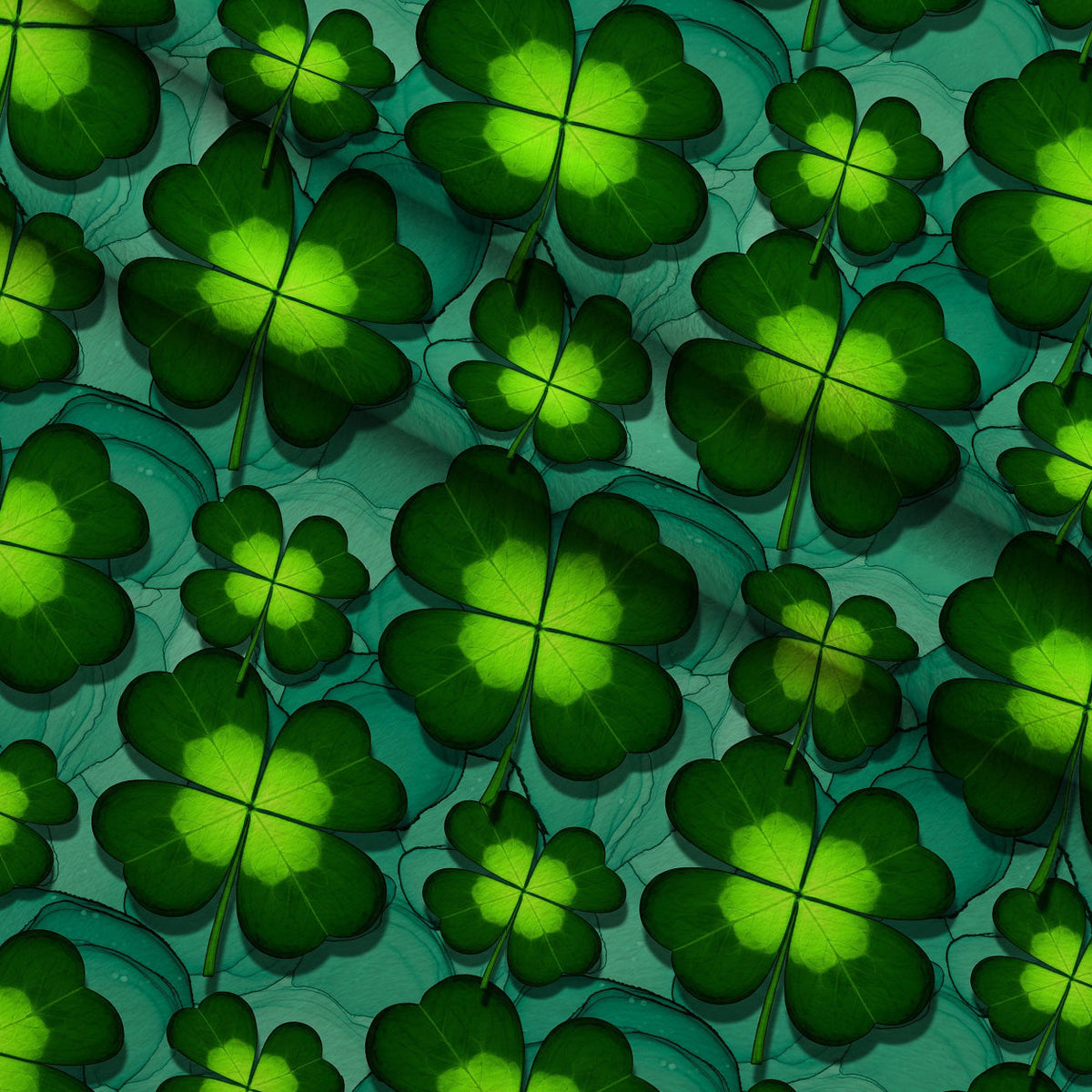 Alcohol Ink Shamrock Pattern 11 Minky Fabric