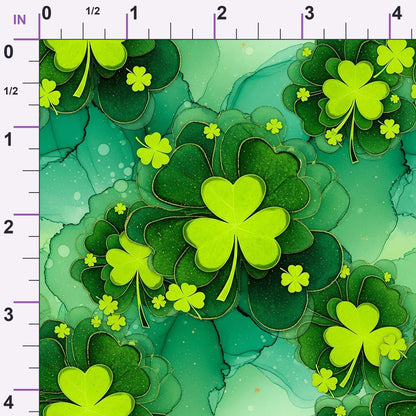 Alcohol Ink Shamrock Pattern 21 Minky Fabric