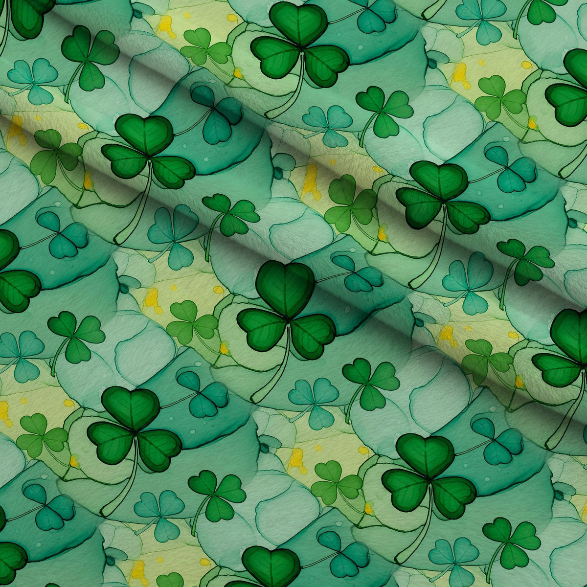 Alcohol Ink Shamrock Pattern 25 Minky Fabric