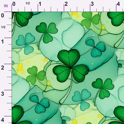 Alcohol Ink Shamrock Pattern 25 Minky Fabric