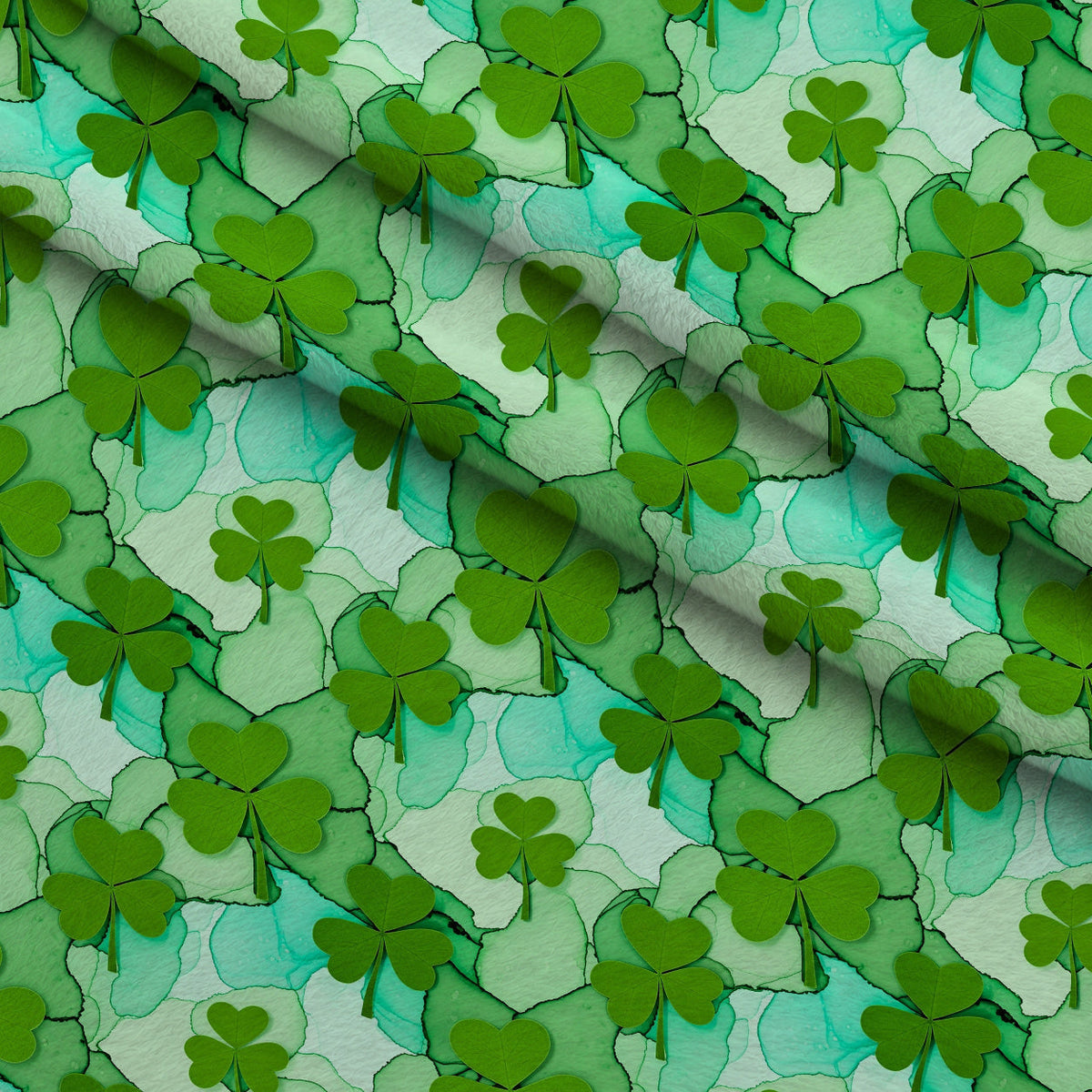 Alcohol Ink Shamrock Pattern 26 Minky Fabric