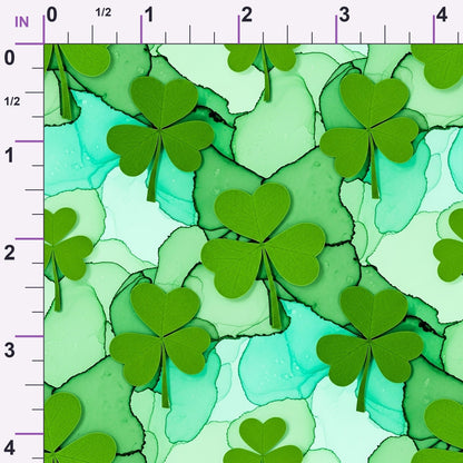 Alcohol Ink Shamrock Pattern 26 Minky Fabric