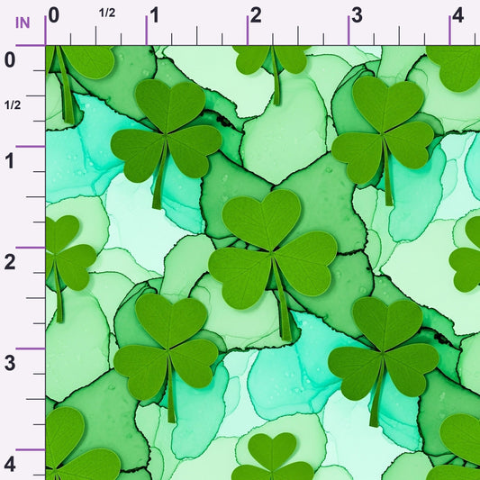 Alcohol Ink Shamrock Pattern 26 Minky Fabric