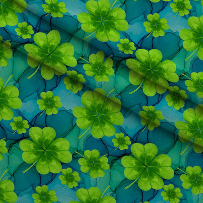 Alcohol Ink Shamrock Pattern 4 Minky Fabric
