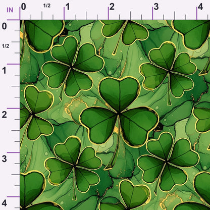 Alcohol Ink Shamrock Pattern 9 Minky Fabric