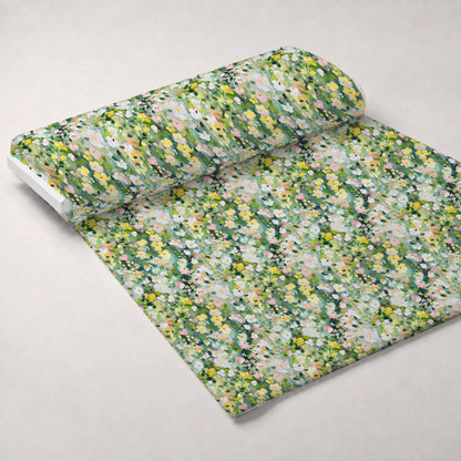Allover Meadow Flowers Pattern Minky Fabric