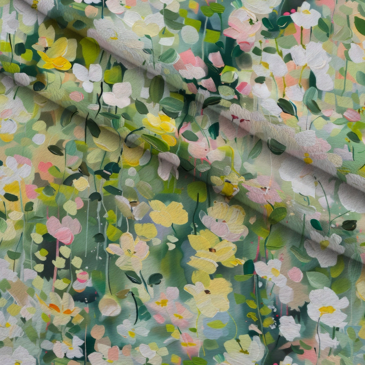 Allover Meadow Flowers Pattern Minky Fabric