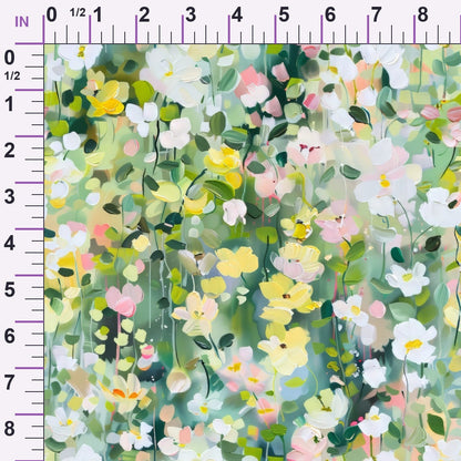 Allover Meadow Flowers Pattern Minky Fabric