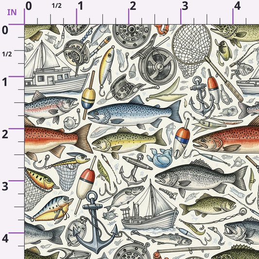 Angler's Vintage Almanac Pattern 22 Minky Fabric
