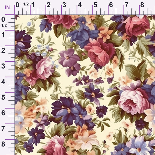 Antique Bouquet Pattern 10 Minky Fabric