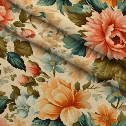Antique Bouquet Pattern 4 Minky Fabric