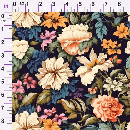 Antique Bouquet Pattern 7 Minky Fabric