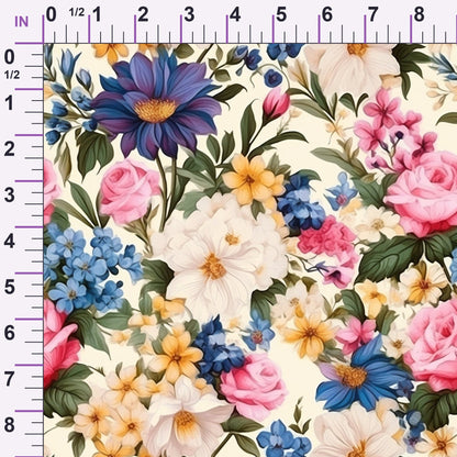 Antique Bouquet Pattern 8 Minky Fabric