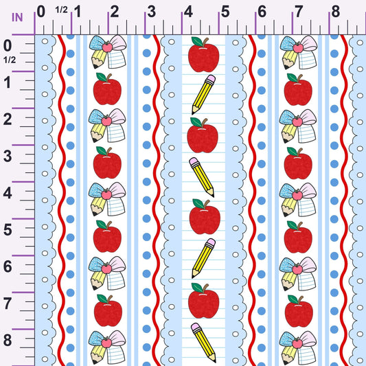 Apples and Pencils Pattern 1 Minky Fabric