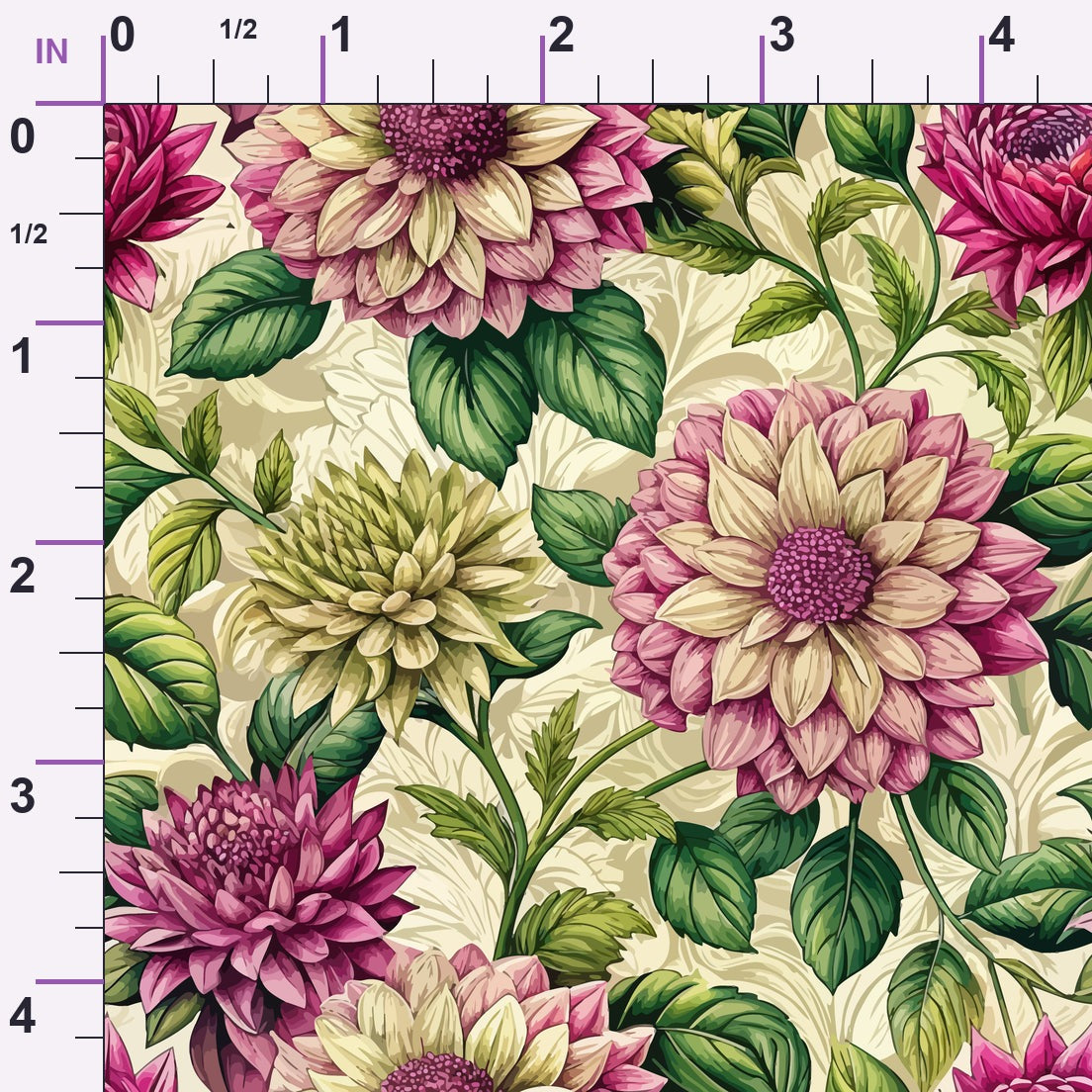 Art Nouveau Ahlias Pattern 1 Minky Fabric