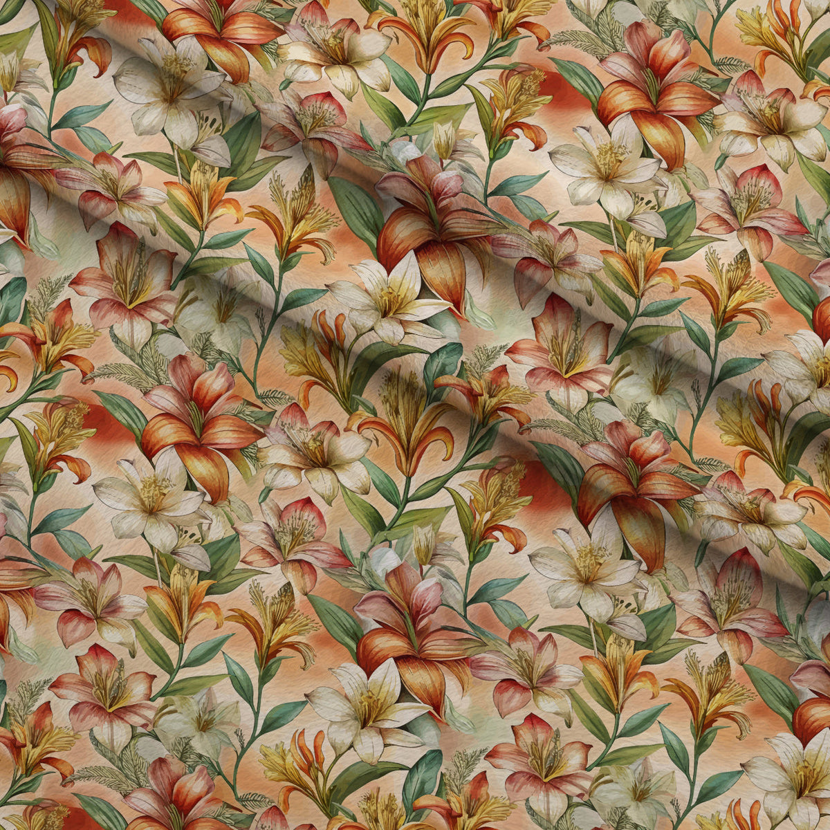 Art Nouveau Alstroemerias Pattern 1 Minky Fabric