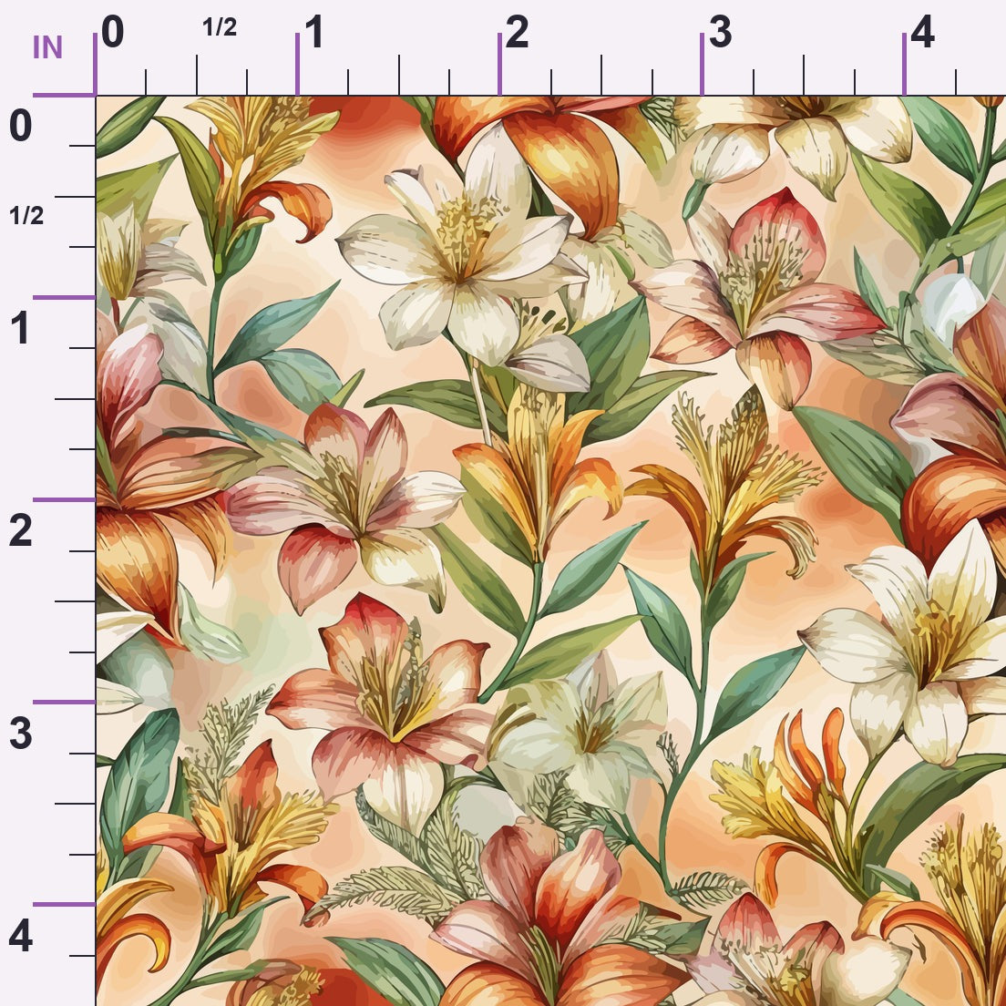 Art Nouveau Alstroemerias Pattern 1 Minky Fabric