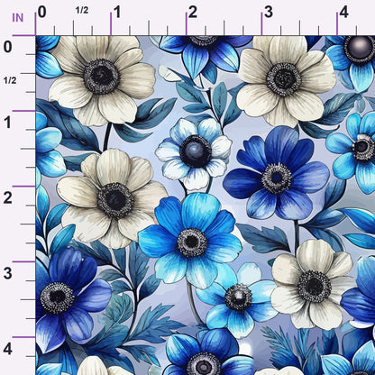 Art Nouveau Anemones Pattern 1 Minky Fabric