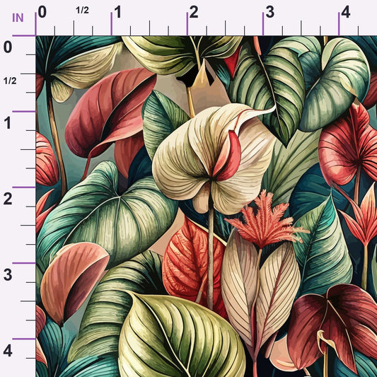 Art Nouveau Anthuriums Pattern 1 Minky Fabric