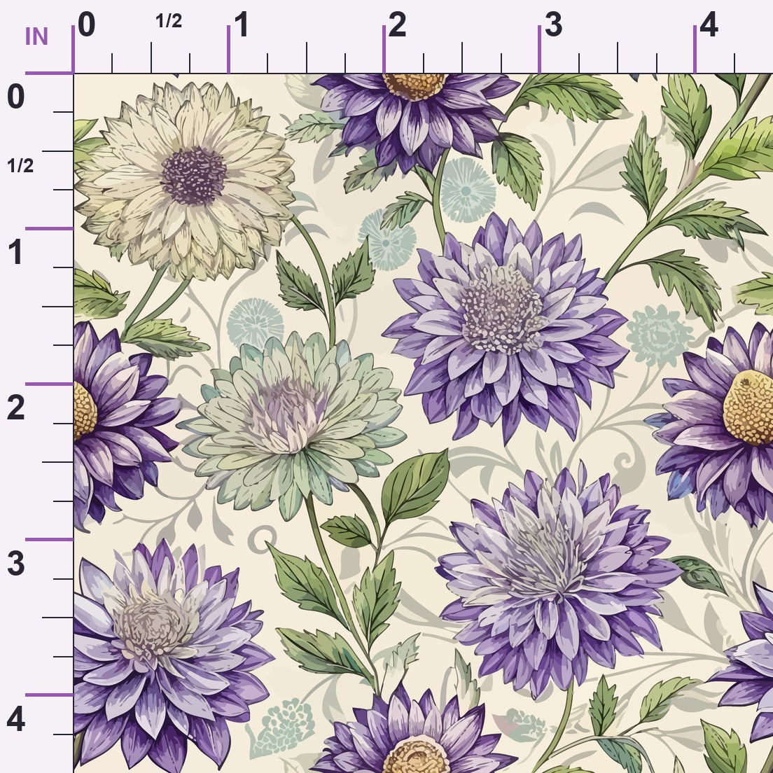 Art Nouveau Asters Pattern 2 Minky Fabric