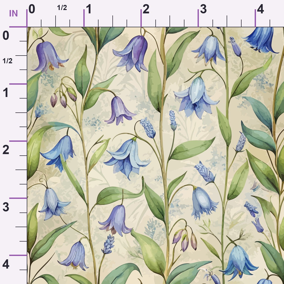 Art Nouveau Bluebells Pattern 2 Minky Fabric