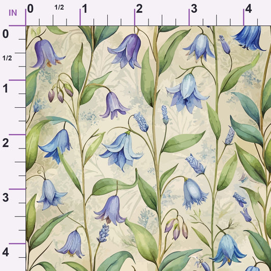 Art Nouveau Bluebells Pattern 2 Minky Fabric