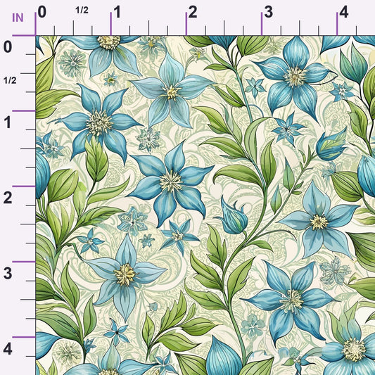 Art Nouveau Borage Flowers Pattern 2 Minky Fabric