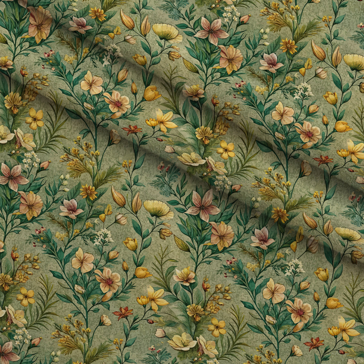 Art Nouveau Broom Flowers Pattern 1 Minky Fabric