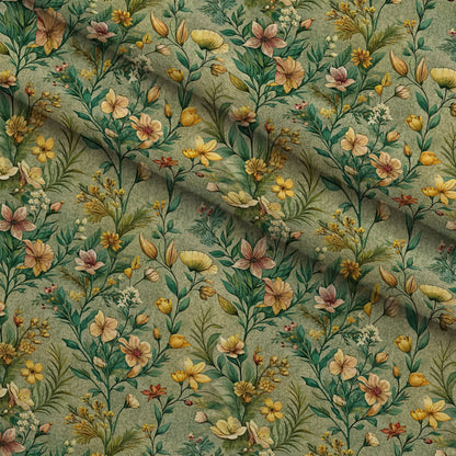 Art Nouveau Broom Flowers Pattern 1 Minky Fabric