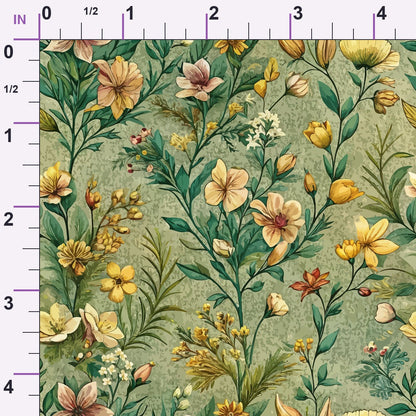 Art Nouveau Broom Flowers Pattern 1 Minky Fabric